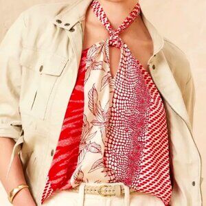 Red Sunset twist neck halter sleeveless blouse SZ: Large